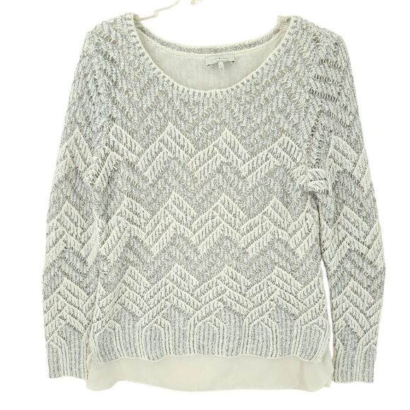Lucky Brand L Cream Metallic Knit Sweater - Picture 1 of 9
